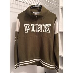 PINK Victorias Secret Green 3/4 Zip Pullover Sweatshirt Size S